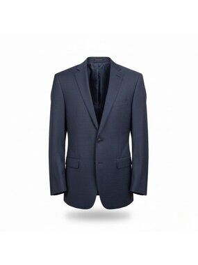 Calvin Klein Mens Navy Wool Blazer Jacket Slim Fit Checkered Two-Button Sz 40R